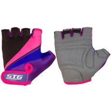 Велосипедные перчатки STG 909 фиолетовый/черный/розовый XS